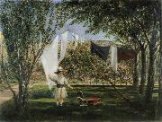 Charles Robert Leslie Child in a Garden with His Little Horse and Cart oil painting on canvas